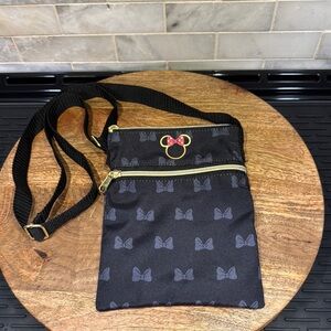 Loungefly Black and Gold Minnie Mouse Crossbody Bag